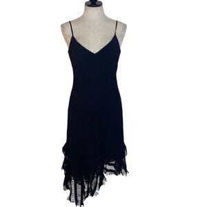 Casadei Vintage Womens Dress Size Medium Black Fitted Asymmetrical Hem Deadstock